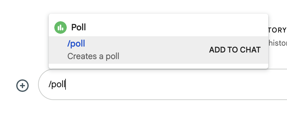 Image of /poll typed into chat with the Poll menu above